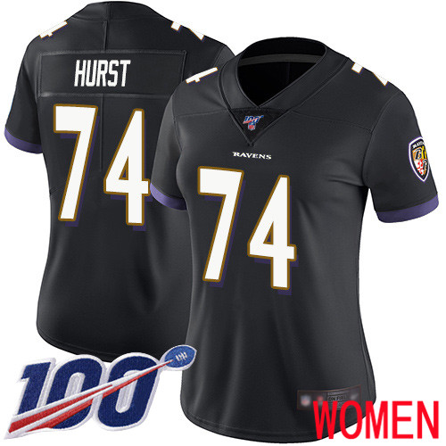 Baltimore Ravens Limited Black Women James Hurst Alternate Jersey NFL Football #74 100th Season Vapor Untouchable